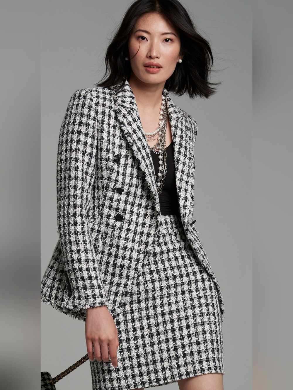 White House Black Market Houndstooth Studio Blazer